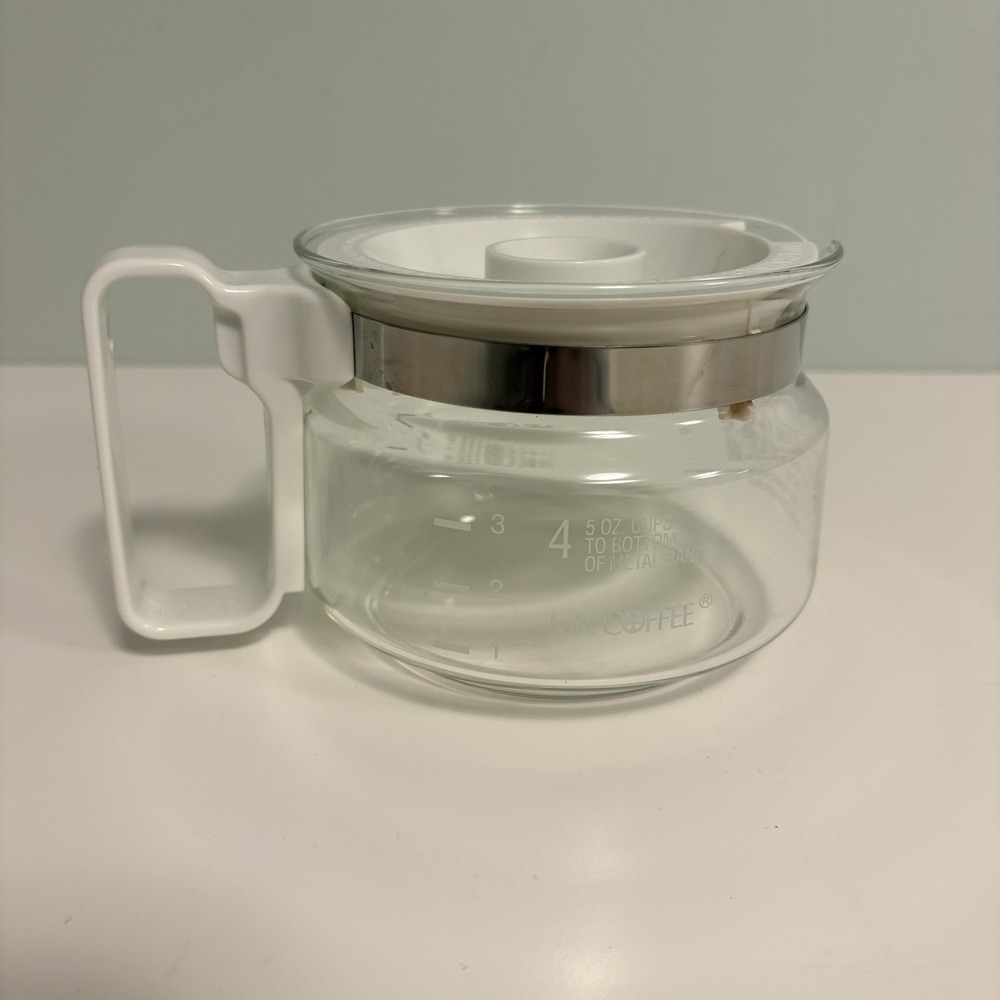 Genuine Mr. Coffee 4 Cup Coffee Maker Replacement Glass Carafe 3.5" Tall White